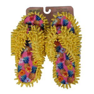 Two Left Feet Aunt Deloris House Slippers Pineapple Floral Textured  4-6 New Tag